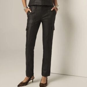 White House Black Market coated denim cargo jeans- size 6 EUC